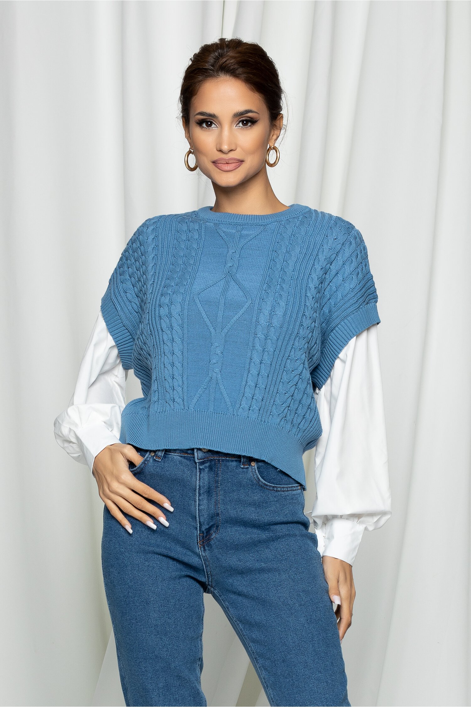 Bluza Sofia din tricot albastra