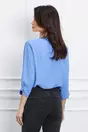 Bluza Tania bleu cu brosa si decupaj la decolteu