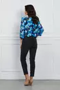 Bluza Teodora bleumarin cu imprimeuri florale albastre