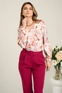 Bluza vaporoasa din viscoza alba cu flori roz
