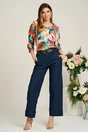 Bluza vaporoasa din viscoza cu imprimeu verde si orange, 4, dyfashion.ro