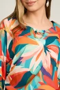Bluza vaporoasa din viscoza cu imprimeu verde si orange, 3, dyfashion.ro
