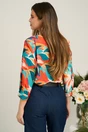 Bluza vaporoasa din viscoza cu imprimeu verde si orange, 2, dyfashion.ro