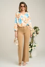 Bluza vaporoasa din viscoza ivory cu imprimeu orange