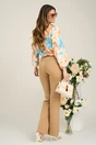 Bluza vaporoasa din viscoza ivory cu imprimeu orange
