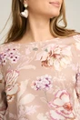 Bluza vaporoasa din viscoza maro cu imprimeu floral roz
