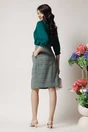 Bluza vaporoasa din viscoza verde cu pliuri si nasturi la decolteu
