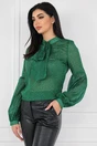 Bluza verde cu insertii din fir lurex