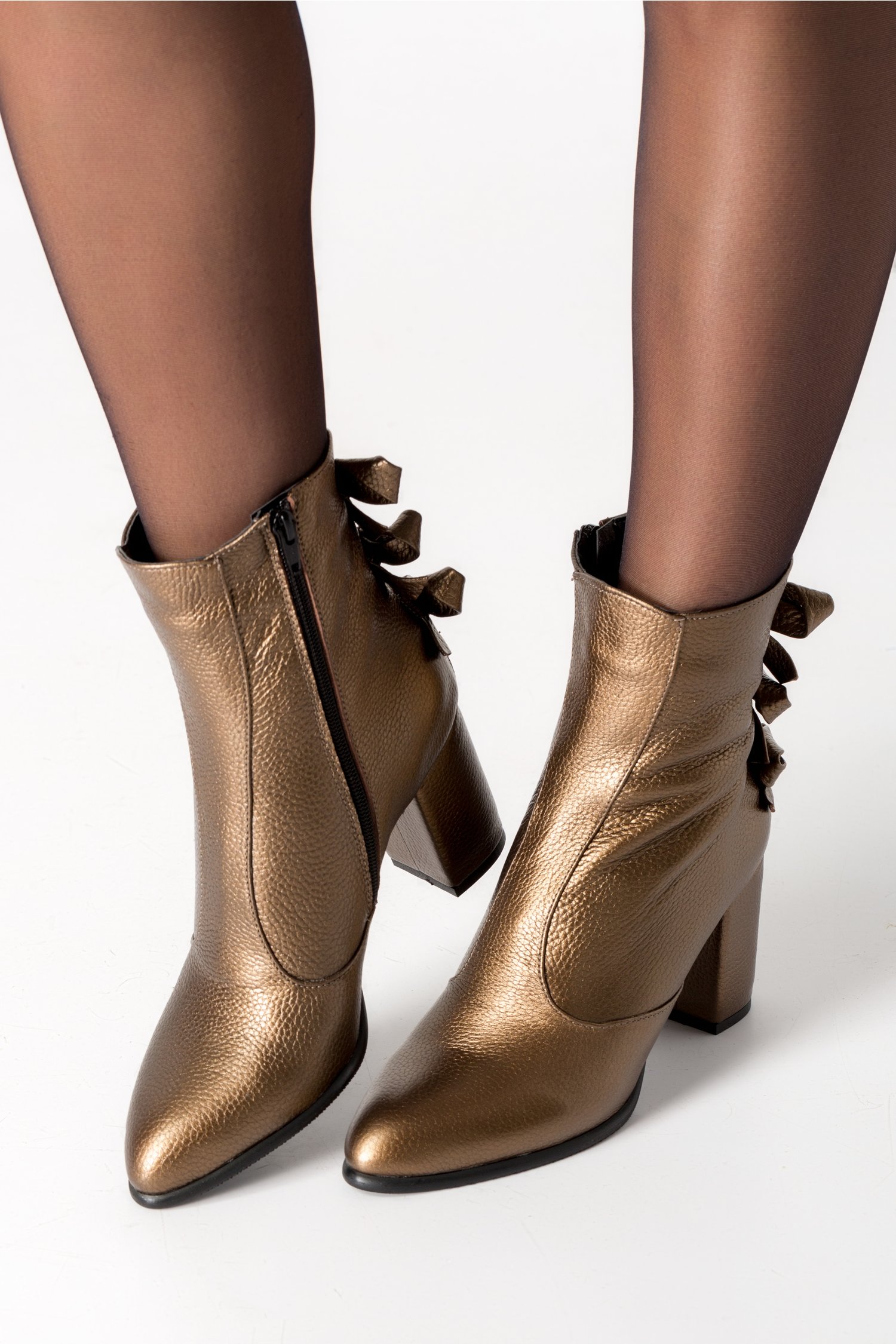 Botine bronz cu fundite la spate