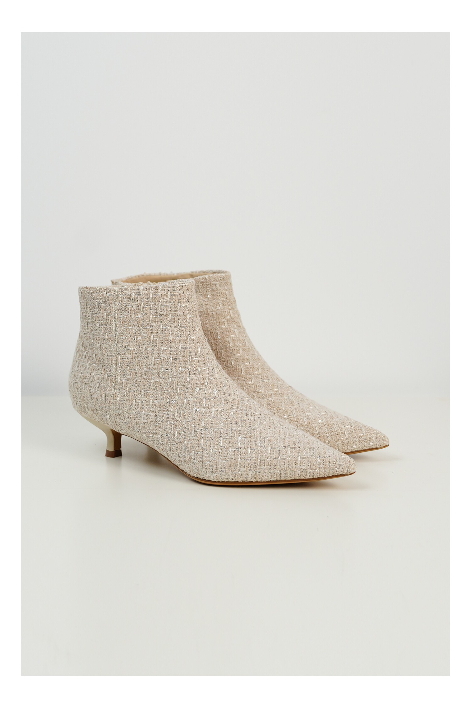 Botine Ema ivory din tweed