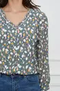 Camasa Adina kaki cu imprimeu floral multicolor