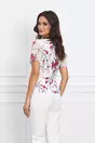 Camasa Aiana alba cu imprimeu floral rosu si volanase