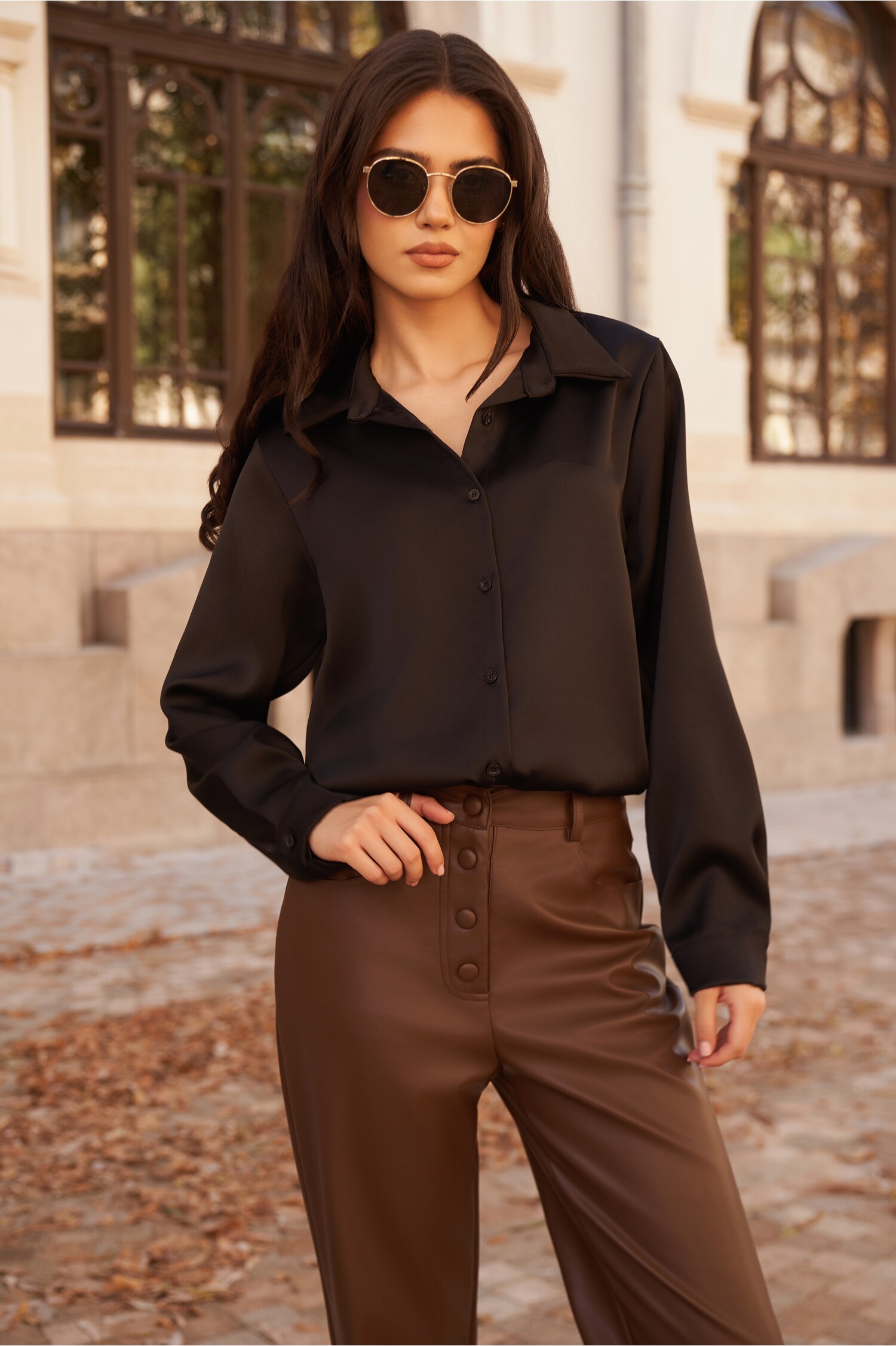 Camasa Betty neagra din satin