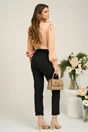 Camasa DY Fashion eleganta din satin bej cu guler tip esarfa