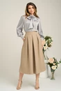 Camasa DY Fashion eleganta din satin gri cu guler tip esarfa