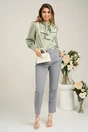 Camasa DY Fashion eleganta din satin verde mint cu guler tip esarfa