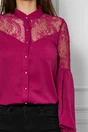 Camasa eleganta din voal magenta cu dantela