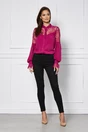 Camasa eleganta din voal magenta cu dantela