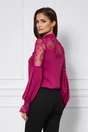 Camasa eleganta din voal magenta cu dantela