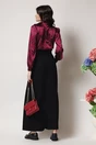 Camasa Moze eleganta din satin magenta cu zebra print si floare pe umar