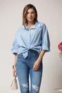 Camasa office din bumbac bleu oversize