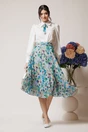 Camasa DY Fashion office din poplin alba cu fundita din voal cu imprimeu