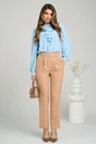 Camasa DY Fashion office eleganta din voal bleu cu volan