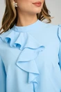Camasa DY Fashion office eleganta din voal bleu cu volan