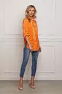 Camasa Olivia orange din satin plisat