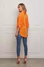 Camasa Olivia orange din satin plisat