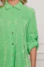 Camasa Olivia verde din satin plisat