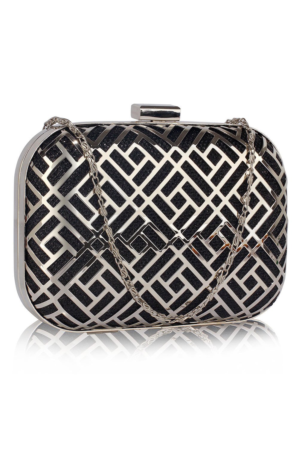 Clutch Beth Negru Cu Argintiu