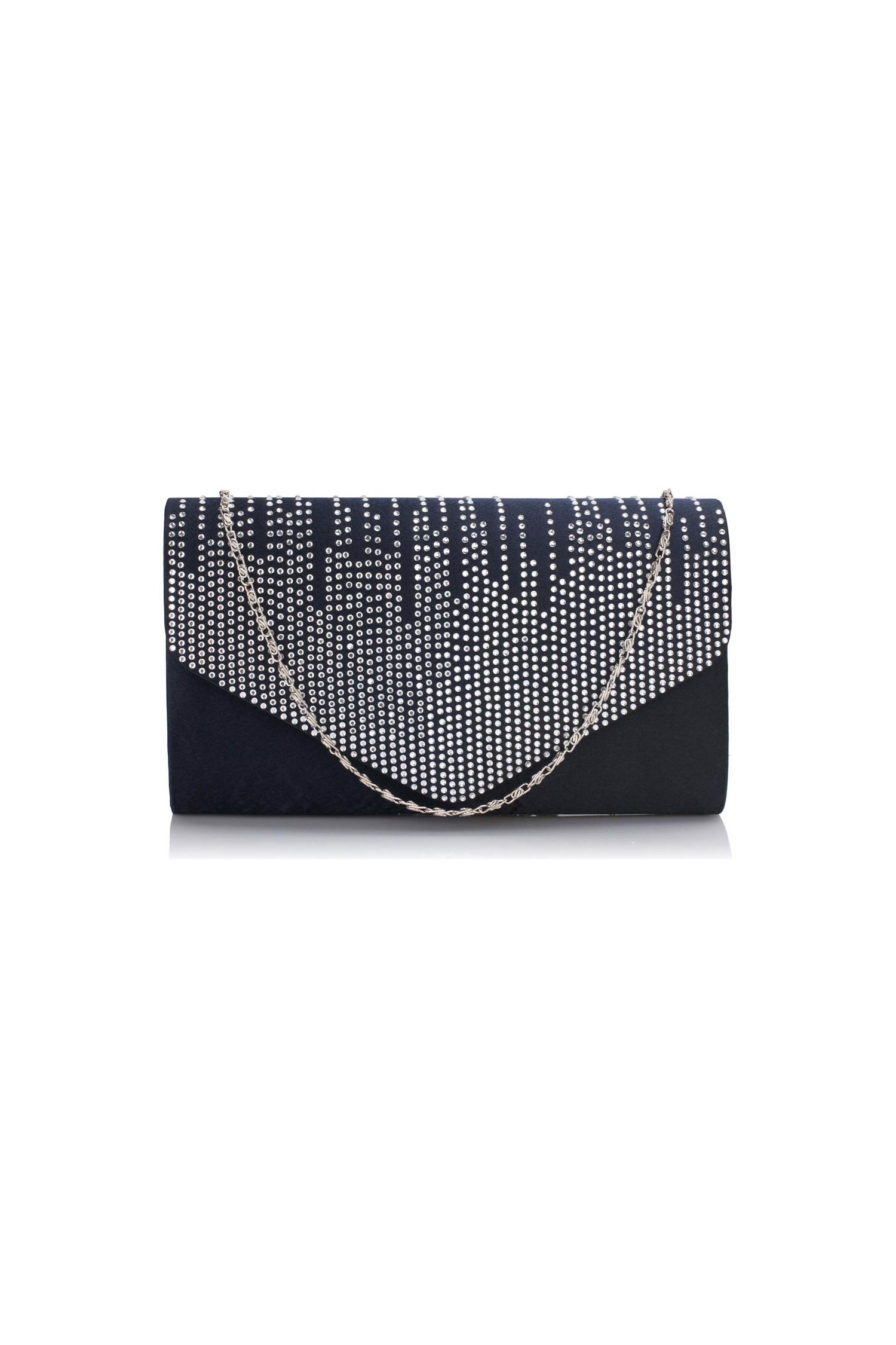 Clutch elegant bleumarin cu strasuri stralucitoare