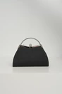 Clutch elegant din lurex negru cu maner metalic