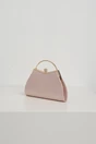 Clutch elegant din lurex sampanie cu maner metalic