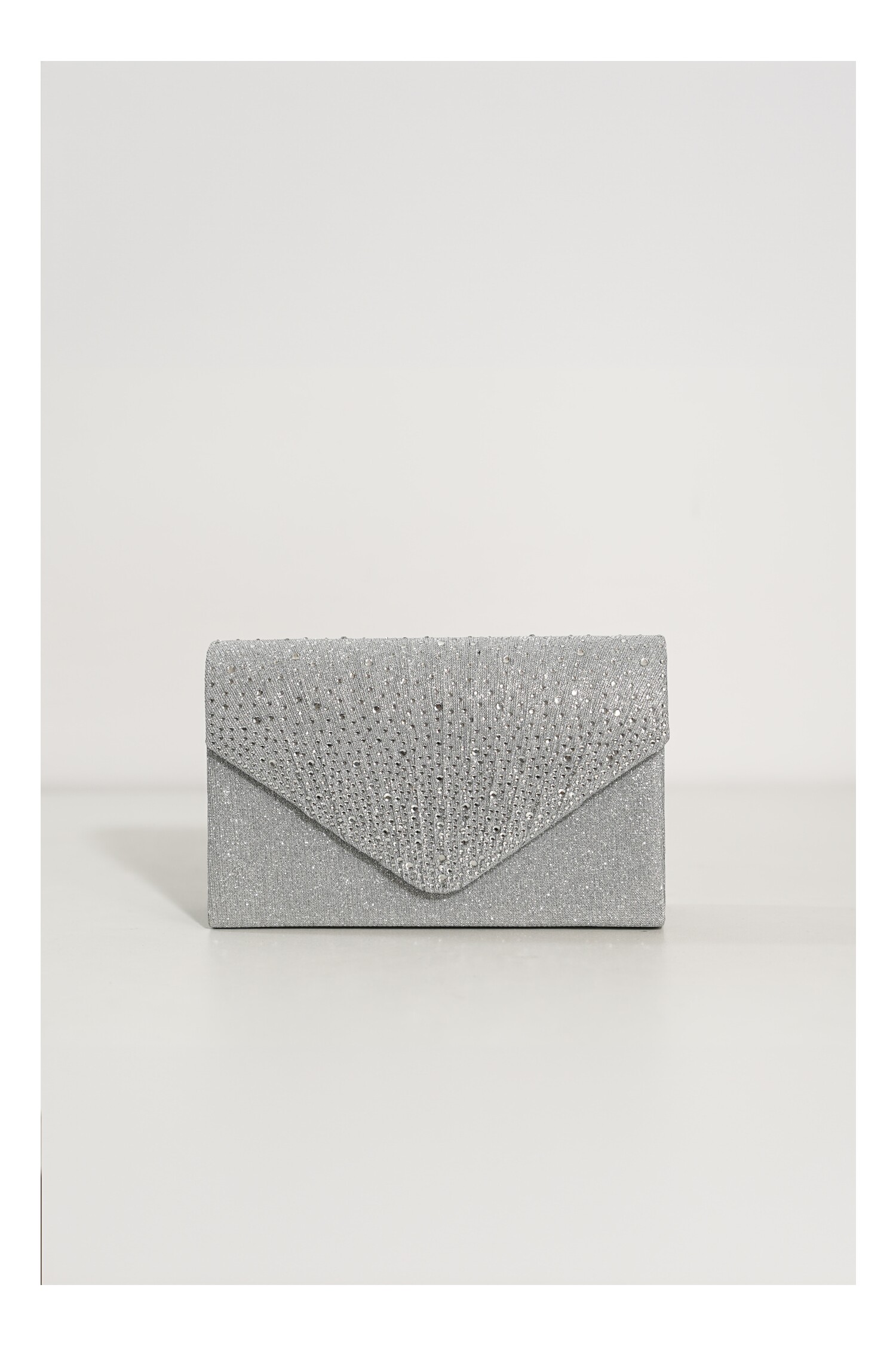 Clutch Joe argintiu cu strasuri
