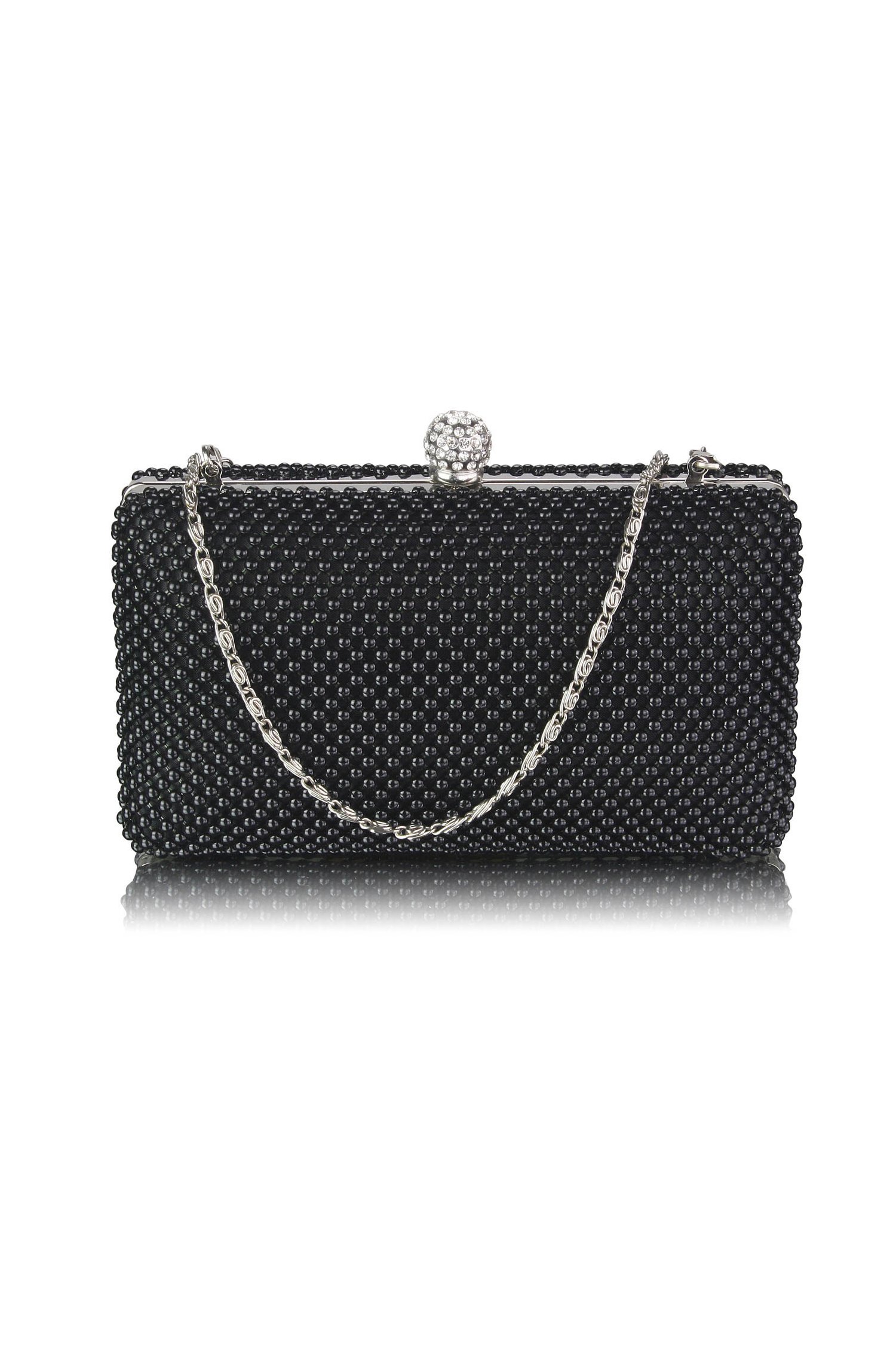 Clutch negru de ocazie din perlute