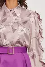 Compleu Dy Fashion cu fusta magenta si camasa lila cu imprimeu