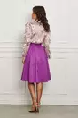 Compleu Dy Fashion cu fusta magenta si camasa lila cu imprimeu