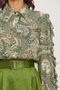 Compleu Dy Fashion cu fusta verde si camasa cu imprimeu