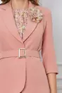 Compleu Dy Fashion roz cu sacou si rochie cu flori