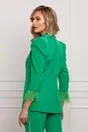 Compleu Dy Fashion verde cu strasuri si pene
