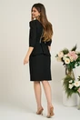 Compleu LaDonna elegant din stofa negru cu peplum si strasuri la decolteu