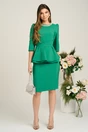 Compleu LaDonna elegant din stofa verde cu peplum si strasuri la decolteu