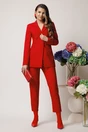Compleu LaDonna office din stofa rosu cu sacou si pantaloni