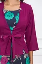 Compleu Marcela cu rochie bleumarin cu flori si sacou magenta