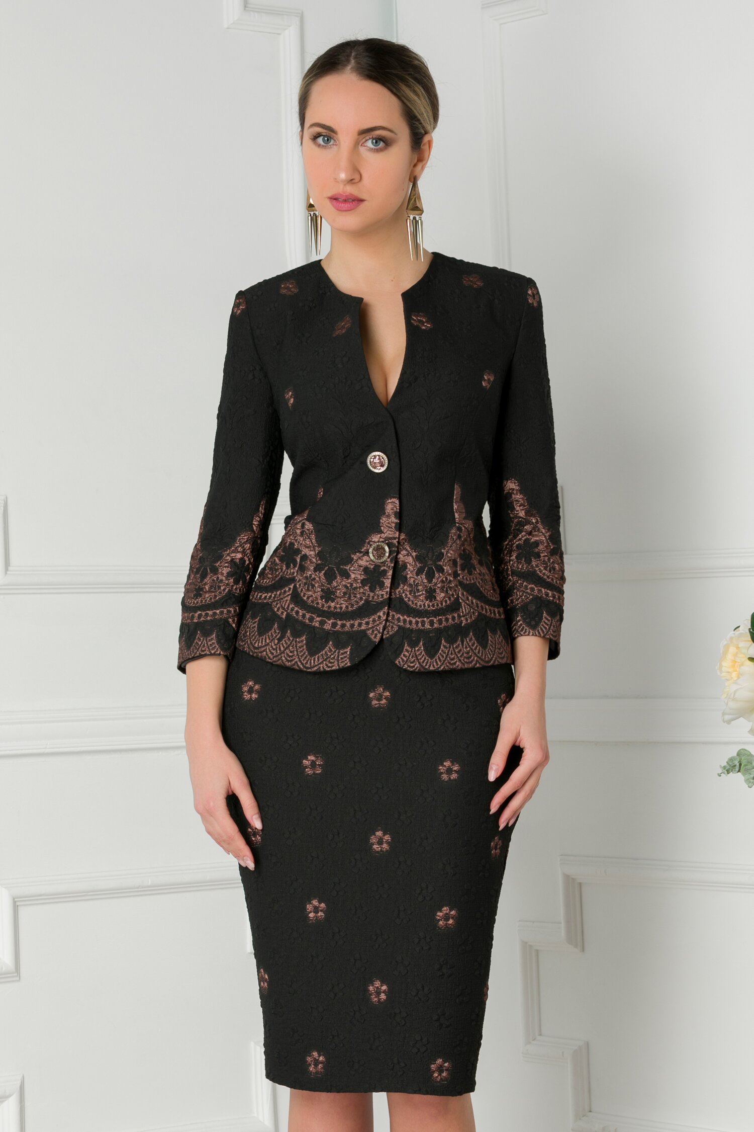 Compleu Nina negru cu imprimeu vintage