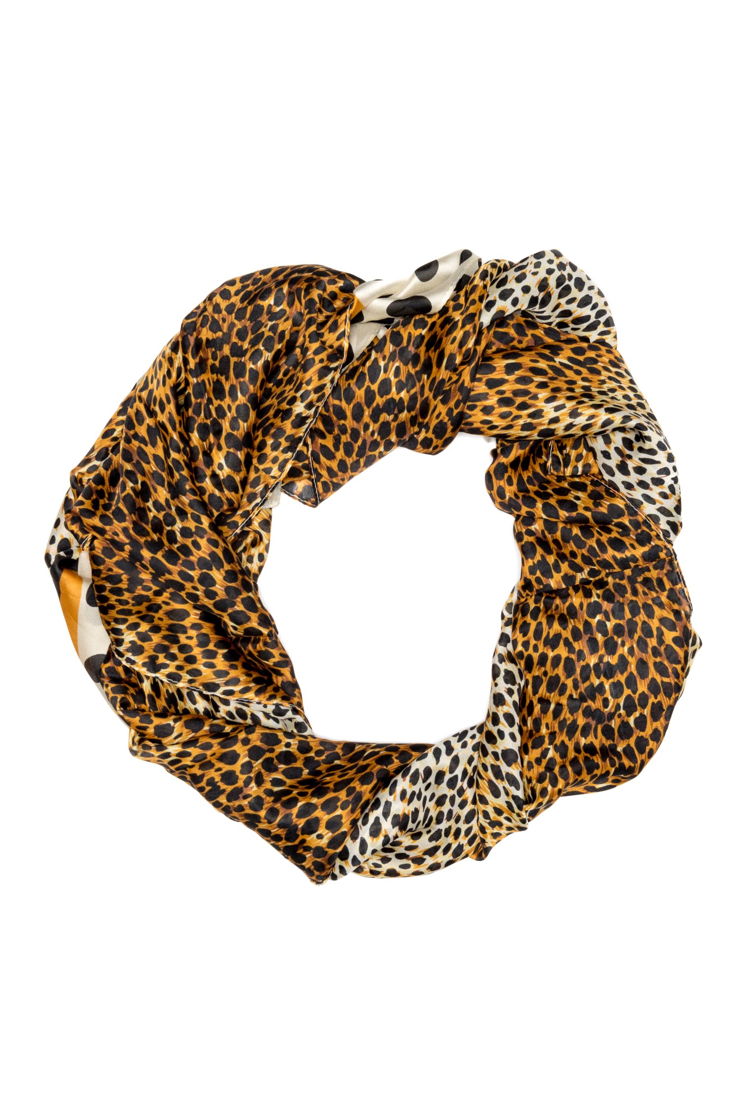 Esarfa cu animal print maro si buline
