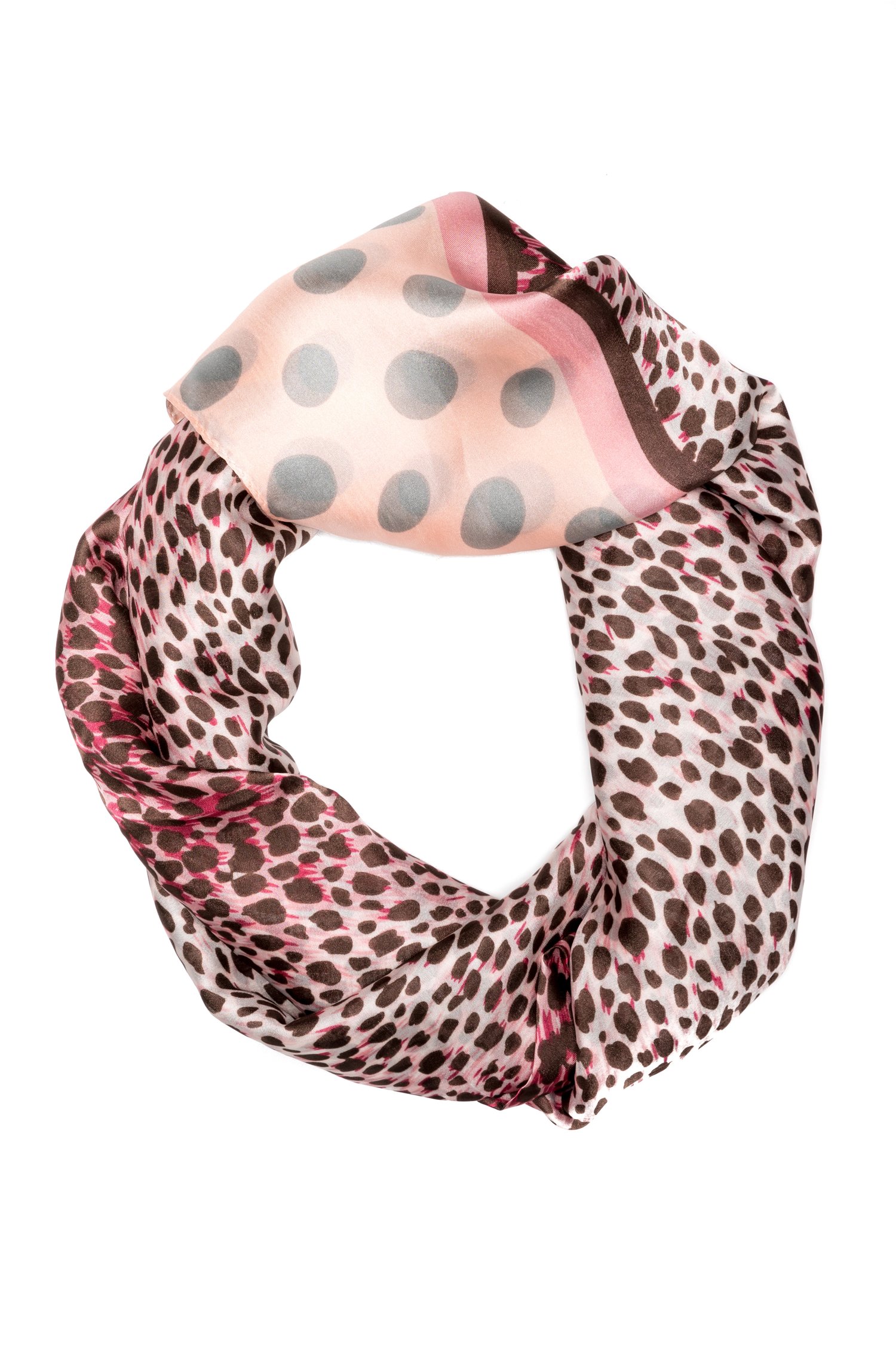 Esarfa cu animal print roz si buline