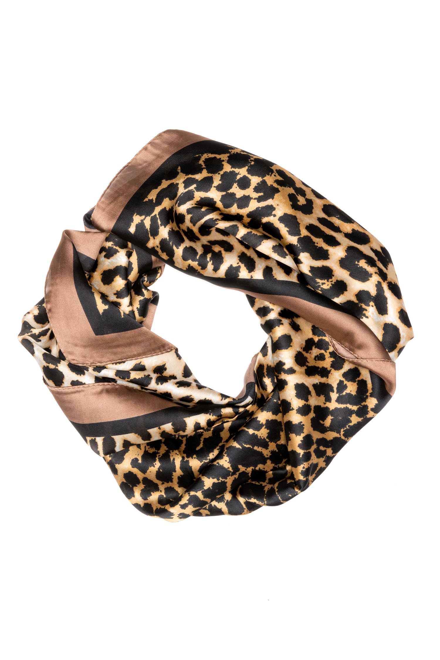 Esarfa patrata maro deschis cu animal print
